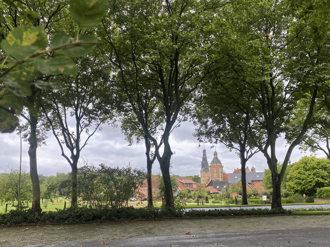 Blick vom Stellplatz auf Schloss Raesfeld